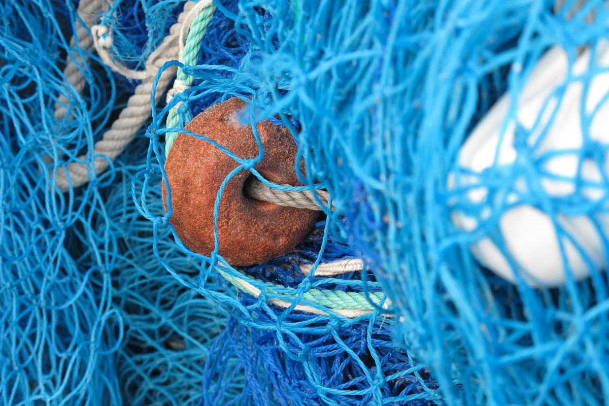 Nylon Fishing Nets In A Market, Closeup Of Photo Stock Photo